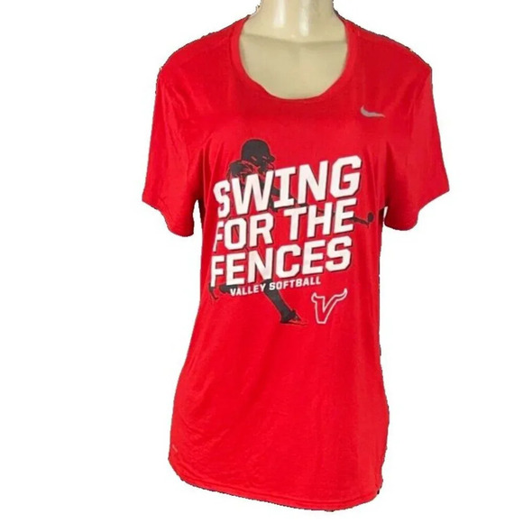 Nike L Red Swing For The Fences Softball Graphic Crew Dri-Fit Short Sleeve Tee - Picture 2 of 6